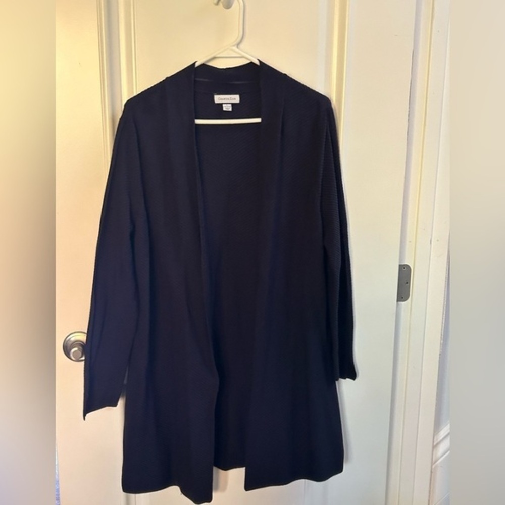 Charter Club Navy Blue Ribbed Knit Cardigan